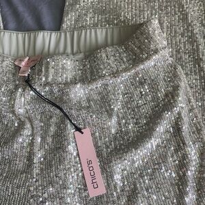 Chico's Sparkling Silver Sequin Pants